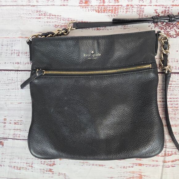 Kate Spade Jackson Street Melisse Handbag Black Leather Crossbody Purse Timeless - Picture 3 of 16